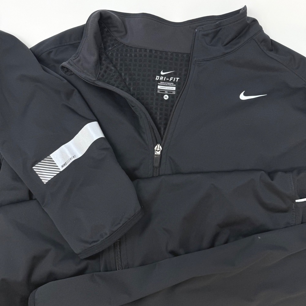 Nike Element Dri-FIT Mens XL Black Full Zip Running Jacket 596443-013 Reflective
